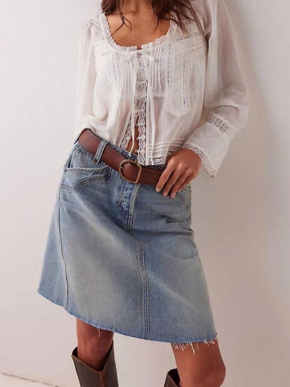 We The Free Suzy Denim Mini Skirt Size 24